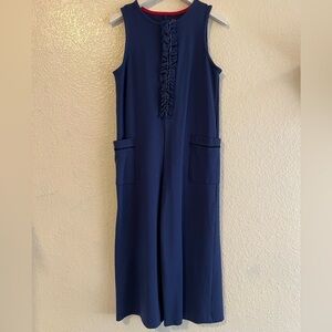 Mini Boden wide leg cropped navy blue jumpsuit size 8-9